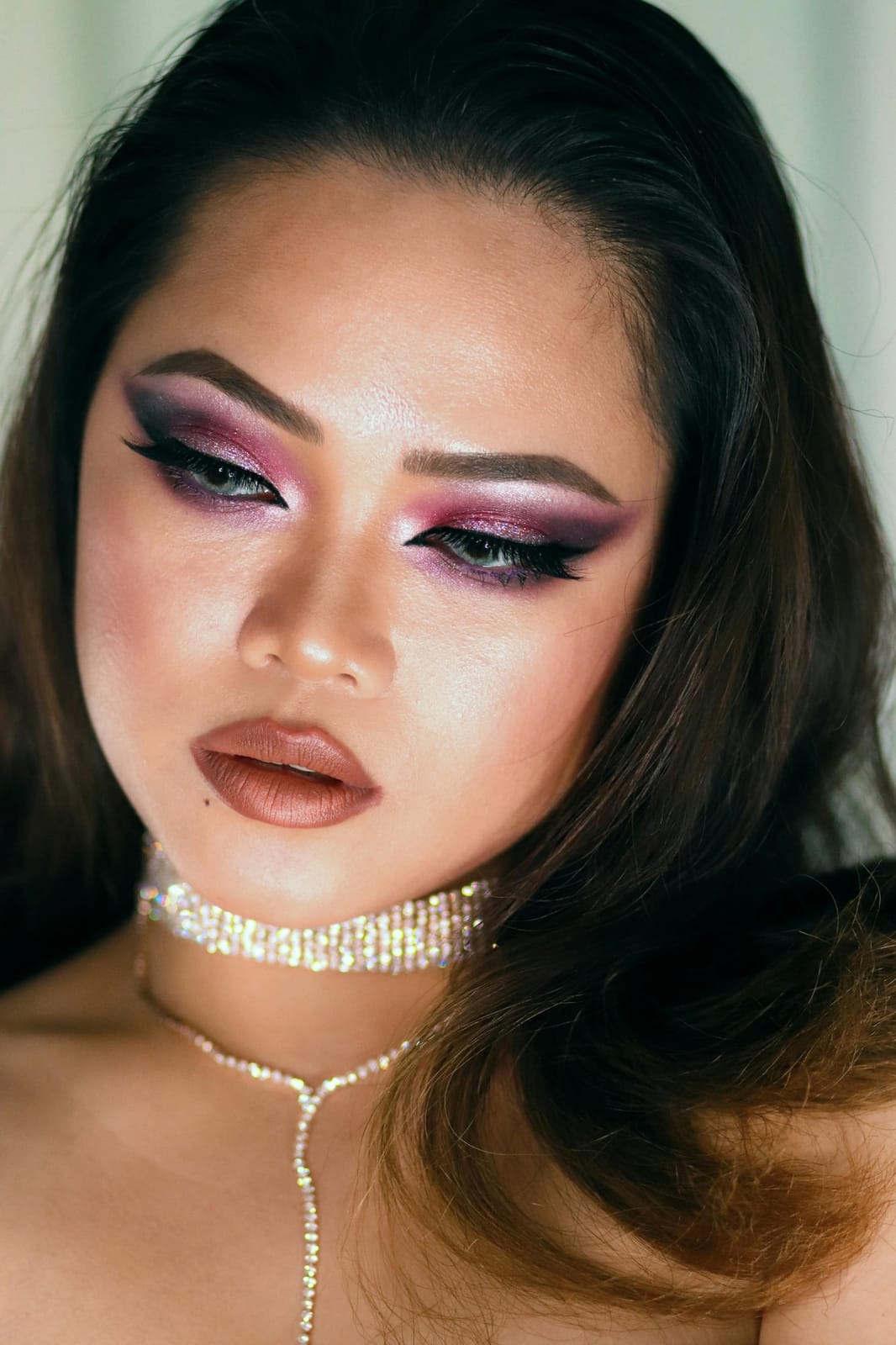 Plum smoky, crystal choker